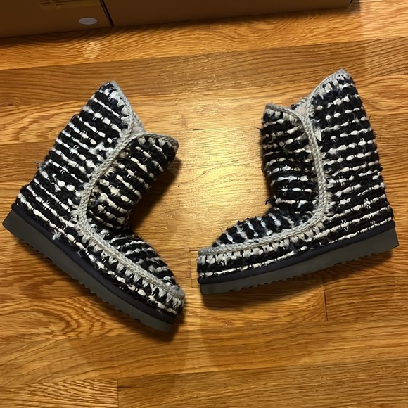 Mou Black and Cream Knitted Winter Boots - Picture 9 of 15